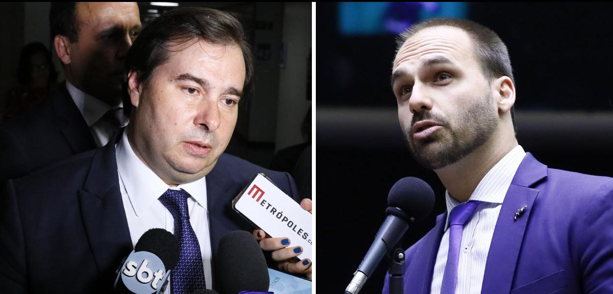 Deputados Rodrigo Maia (DEM) e Eduardo Bolsonaro (PSL)