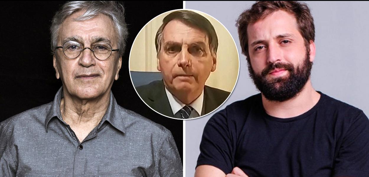 Caetano Veloso, Jair Bolsonaro e Gregório Duvivier