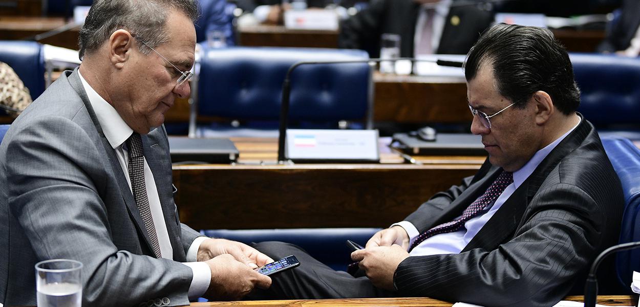 Senador Renan Calheiros (MDB-AL) e senador Eduardo Braga (MDB-AM)