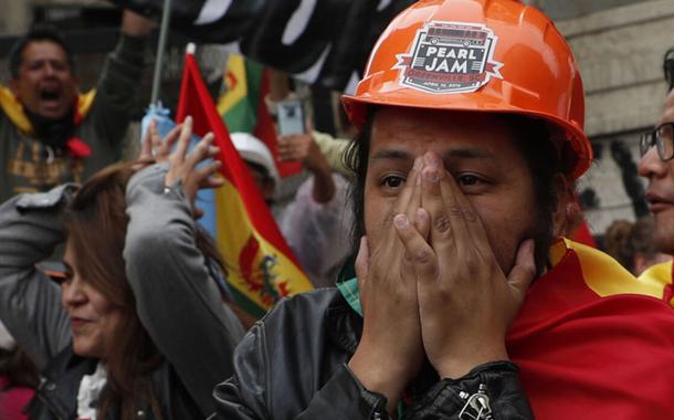 Manifestantes na Bolívia