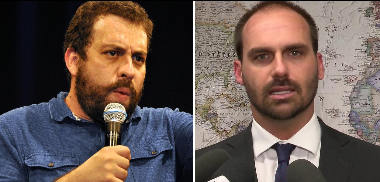 Guilherme Boulos (à esq.) e Eduardo Bolsonaro