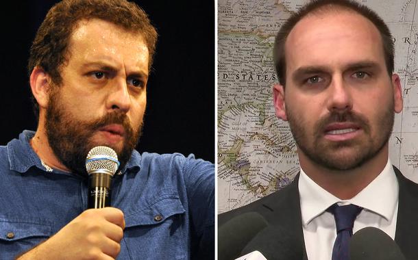 Guilherme Boulos (à esq.) e Eduardo Bolsonaro