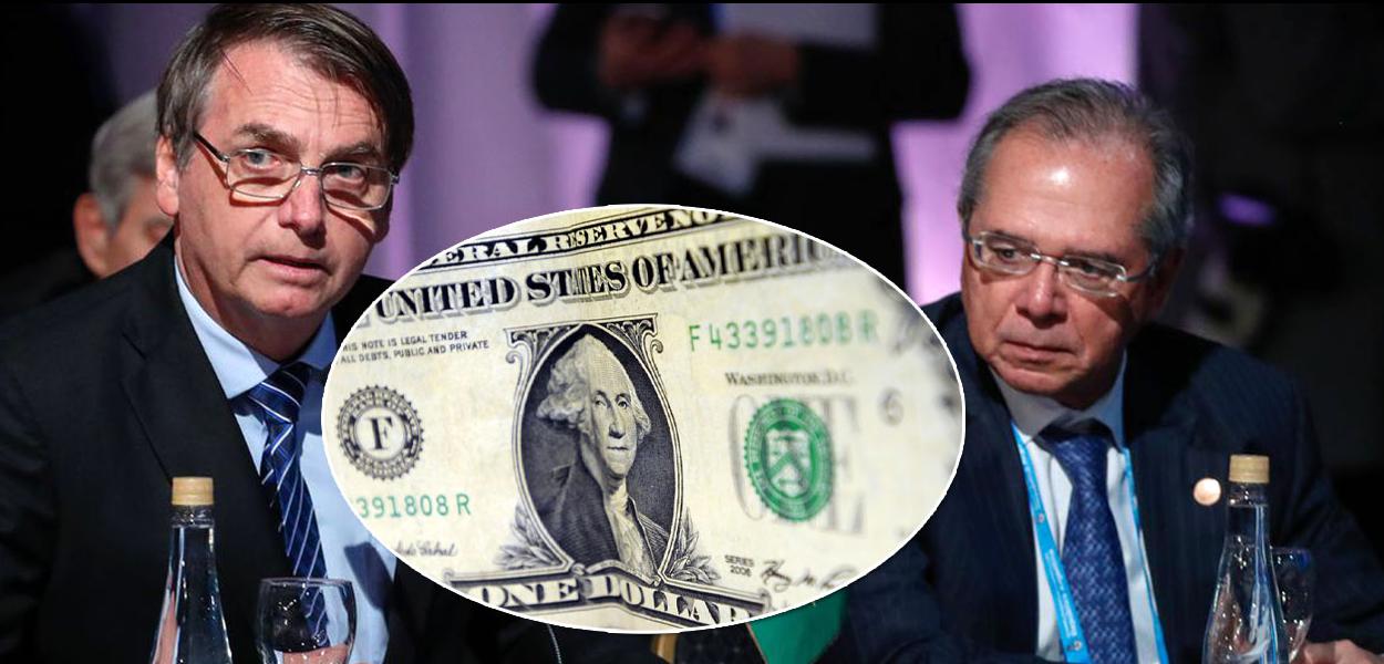 Jair Bolsonaro, Paulo Guedes e dólar