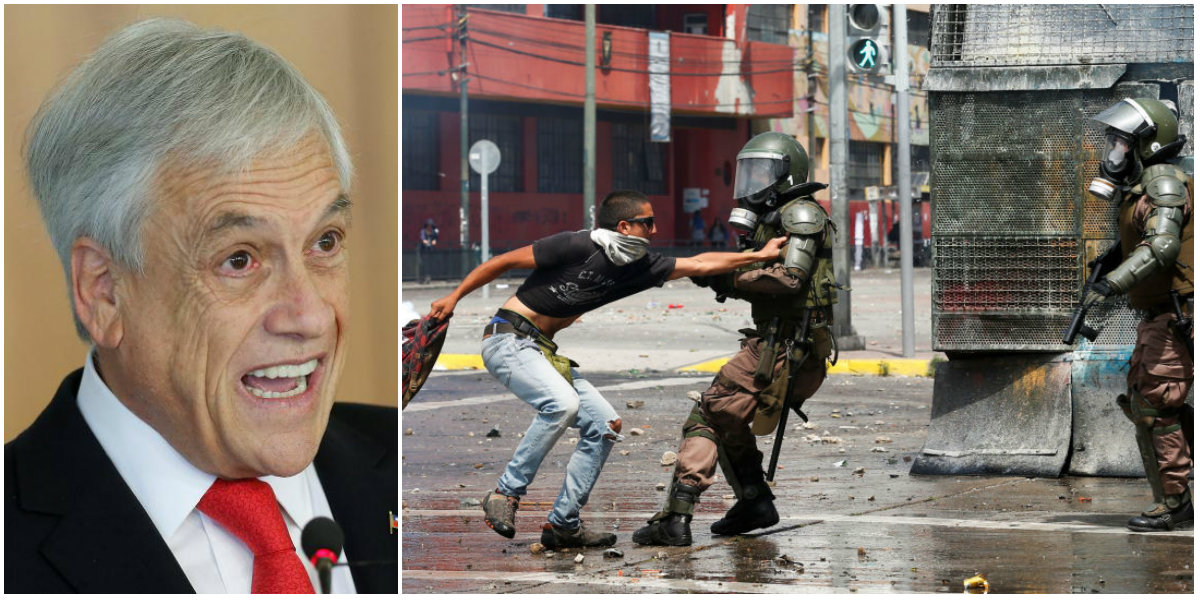 Presidente Piñera reprime protestos no Chile