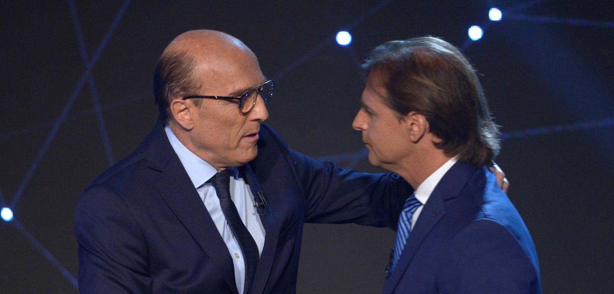 Daniel Martínez (esq.) e Luis Lacalle Pou