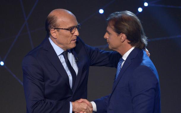 Daniel Martínez (esq.) e Luis Lacalle Pou