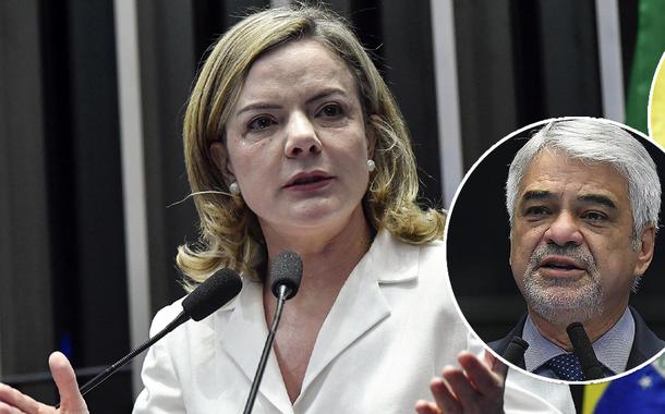 Presidente do PT, Gleisi Hoffmann, e líderes Humberto Costa e Paulo Pimenta