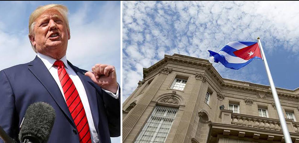 Donald Trump e a bandeira de Cuba