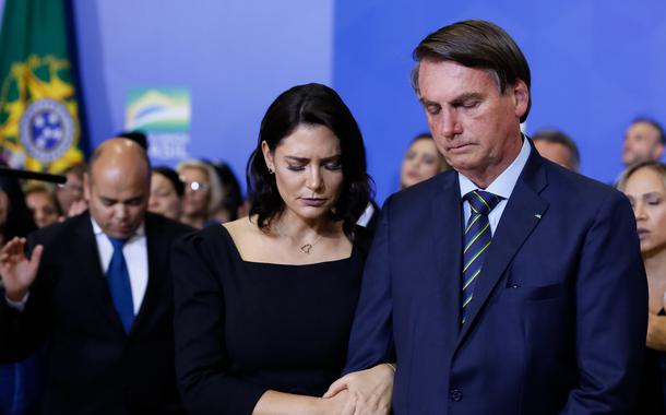 Bolsonaro durante culto de Ação de Graças no Palácio do Planalto