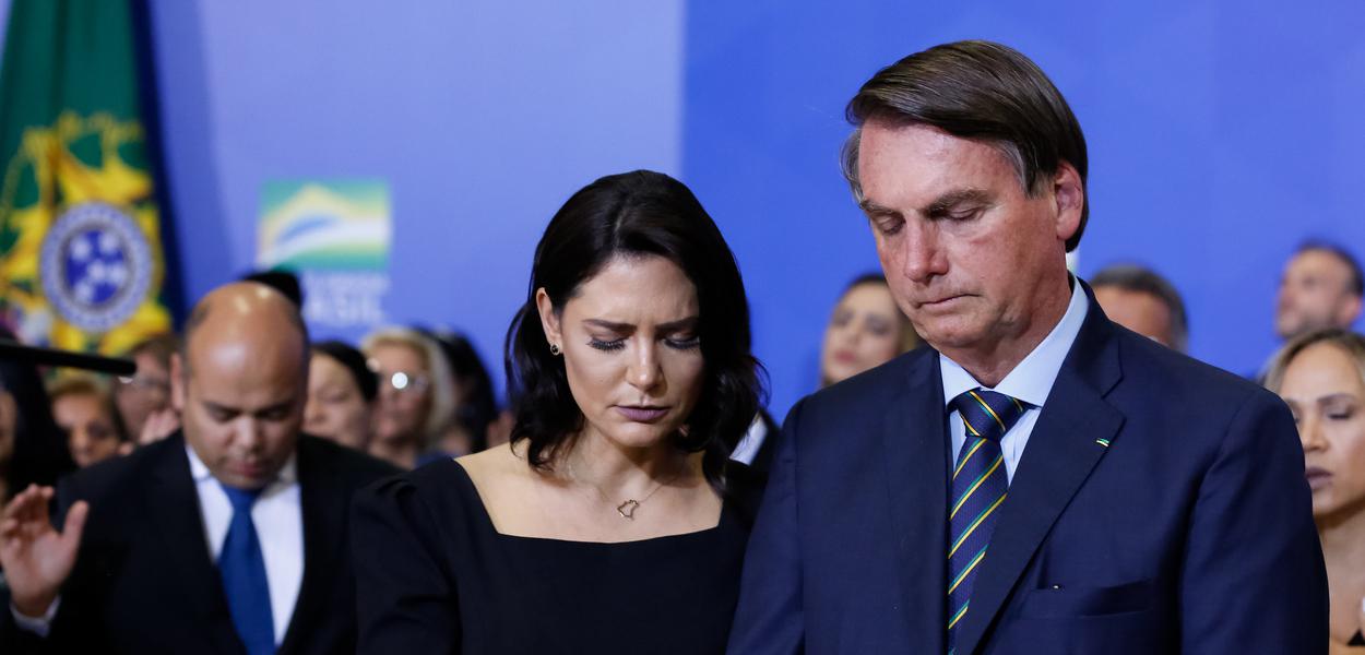 Bolsonaro durante culto de Ação de Graças no Palácio do Planalto