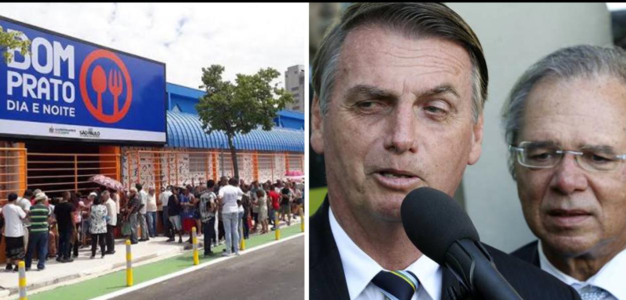 Restaurante popular e a dupla Bolsonaro e Guedes