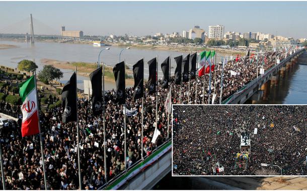 Iranianos marcham em homenagem ao general Soleimani