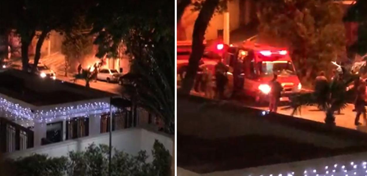 Imagens feitas por moradora de prédio mostram fogo em morador de rua e chegada do resgate em São Paulo
