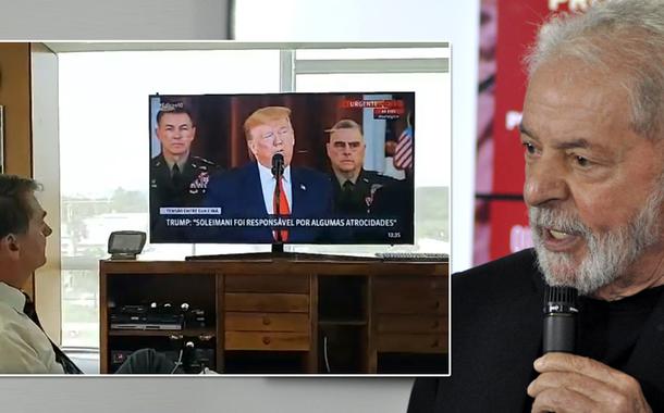 Bolsonaro assistindo live de Trump e Lula.