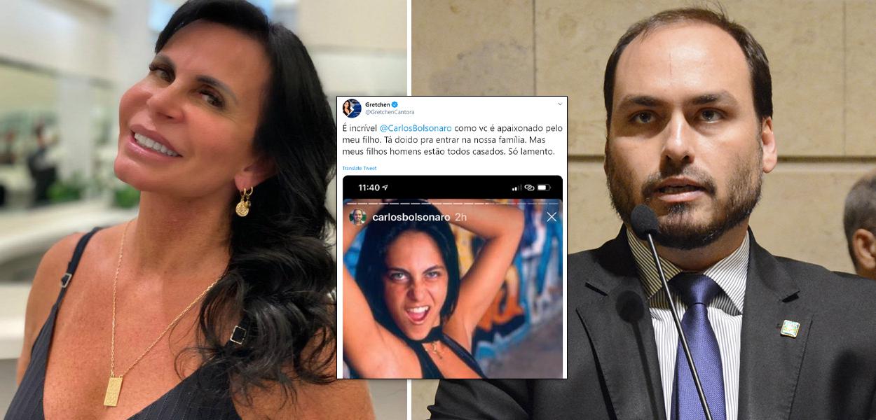 Gretchen e Carlos Bolsonaro