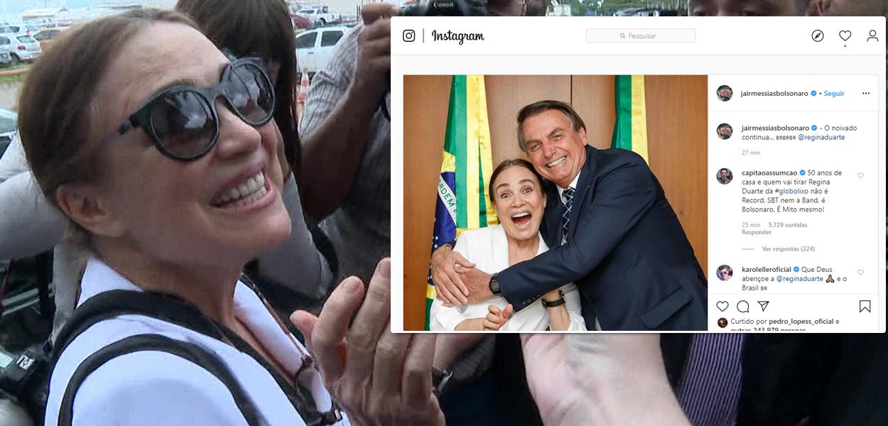 Regina Duarte e Jair Bolsonaro