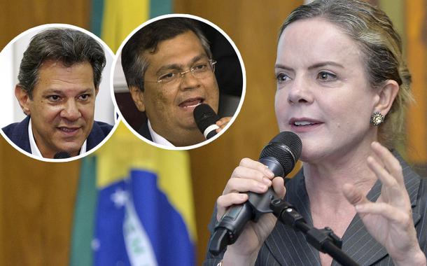 Fernando Haddad, Flávio Dino e Gleisi Hoffmann