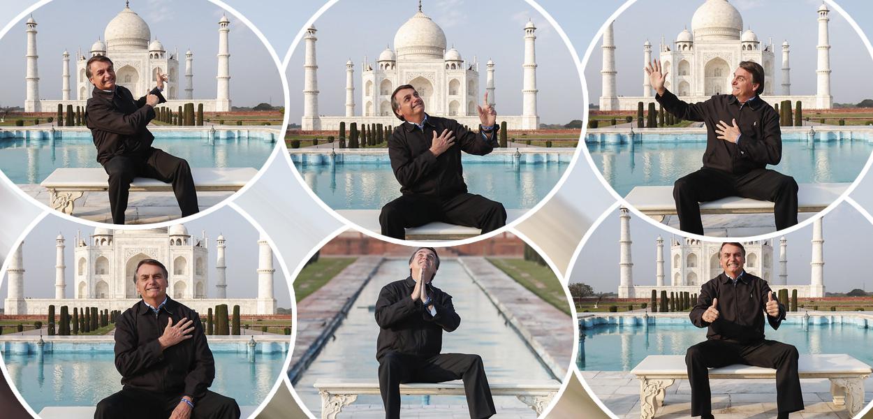 Jair Bolsonaro durante visita ao Taj Mahal
