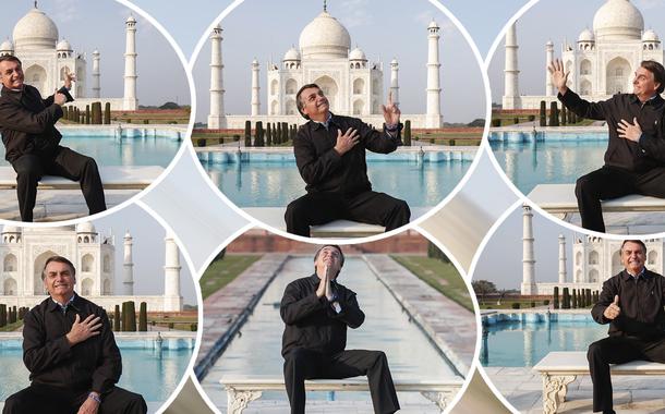 Jair Bolsonaro durante visita ao Taj Mahal