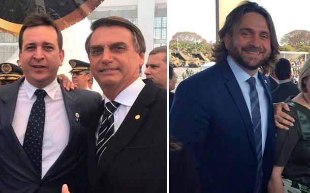 Tenente Santini com Jair Bolsoanro, Vicente e a matriarca da família, Maria Cristina Beraldo e  Michelle Bolsonaro