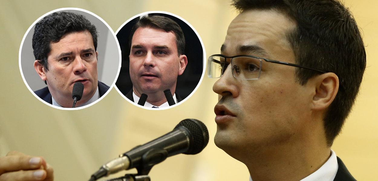 Sérgio Moro, Flávio Bolsonaro e Deltan Dallagnol