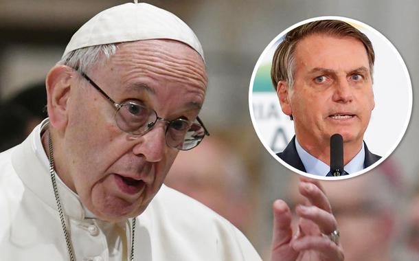 Papa Francisco e Jair Bolsonaro no detalhe