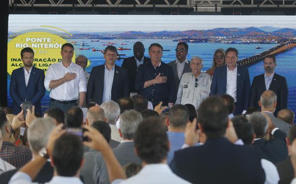  O presidente Jair Bolsonaro e autoridades participam do evento de inauguração da alça deligação da Ponte Rio-Niterói à Linha Vermelha