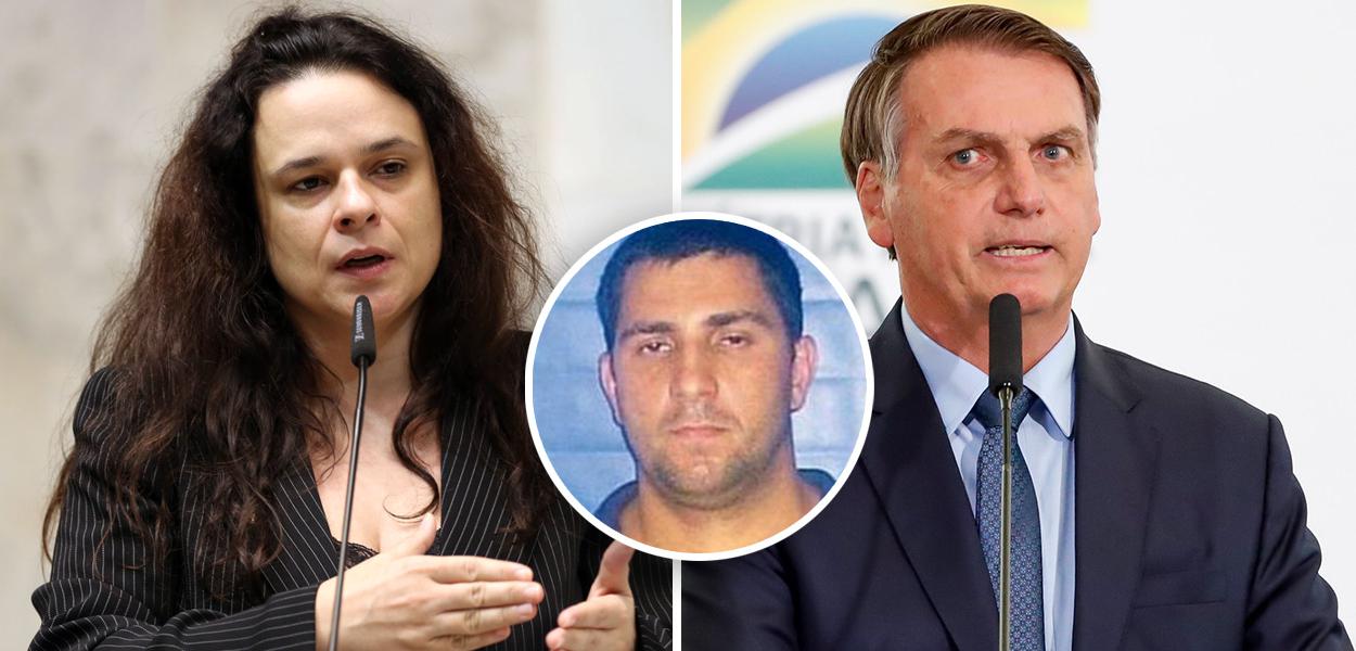 Janaina Paschoal, Adriano Magalhães da Nóbrega no detalhe e Jair Bolsonaro