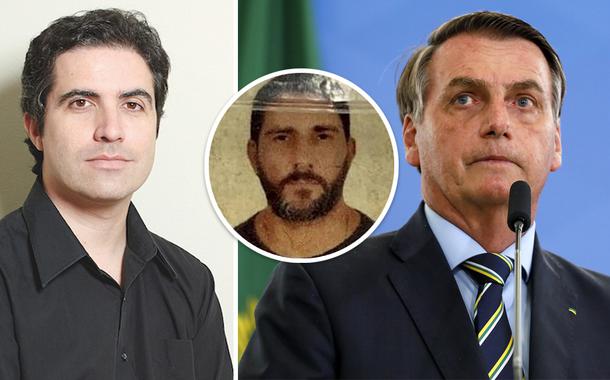 Bernardo Mello Franco, Adriano Magalhães da Nóbrega no detalhe e Jair Bolsonaro