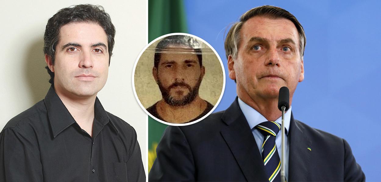 Bernardo Mello Franco, Adriano Magalhães da Nóbrega no detalhe e Jair Bolsonaro