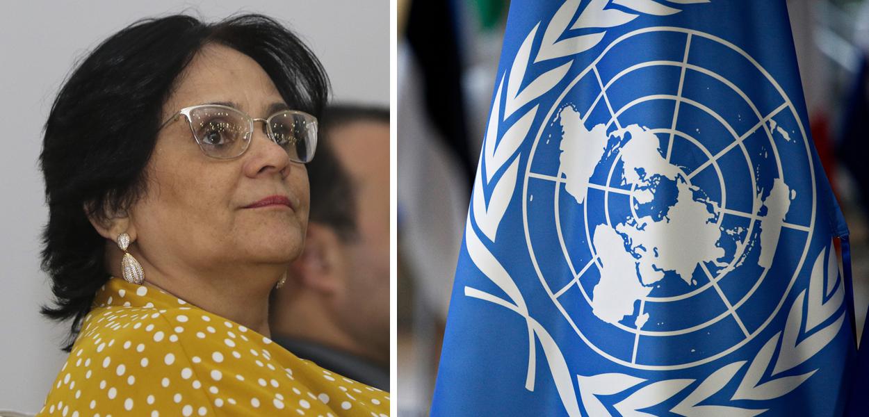 Damares Alves; bandeira da ONU