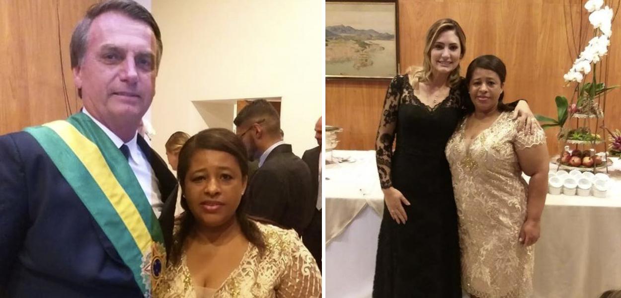 Rainê dos Santos com Jair Bolsonaro e Michelle Bolsonaro