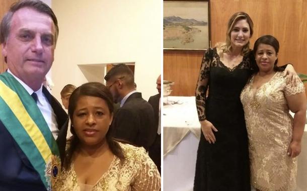 Rainê dos Santos com Jair Bolsonaro e Michelle Bolsonaro