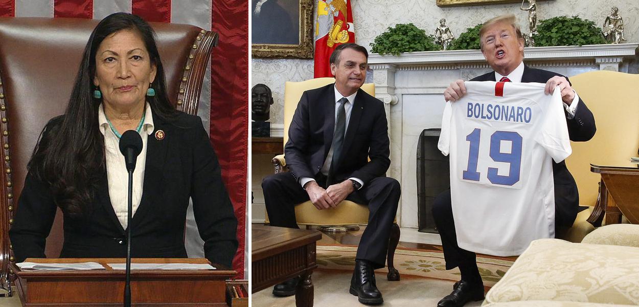 Deb Haaland; Jair Bolsonaro e Donald Trump