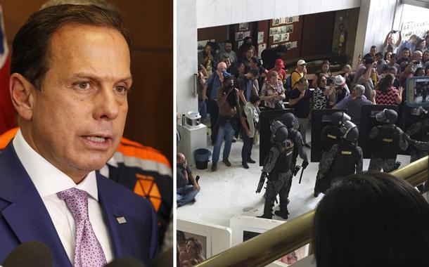 João Doria; Polícia de Choque da PM na Assembléia Legislativa de São Paulo durante votação da Reforma da Previdência