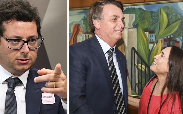 Fabio Wajngarten; Jair Bolsonaro e Regina Duarte
