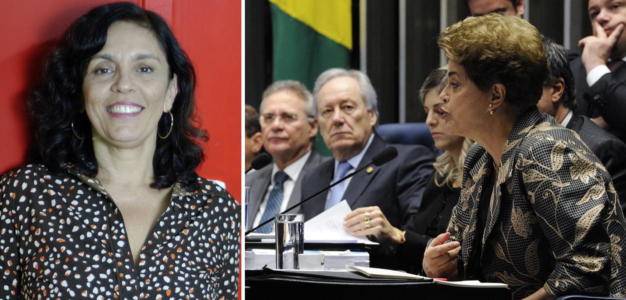 Cynara Menezes; Dilma Rousseff  durante sessão deliberativa extraordinária para votar a Denúncia 1/2016, que trata do julgamento do processo de impeachment (29.08.16)