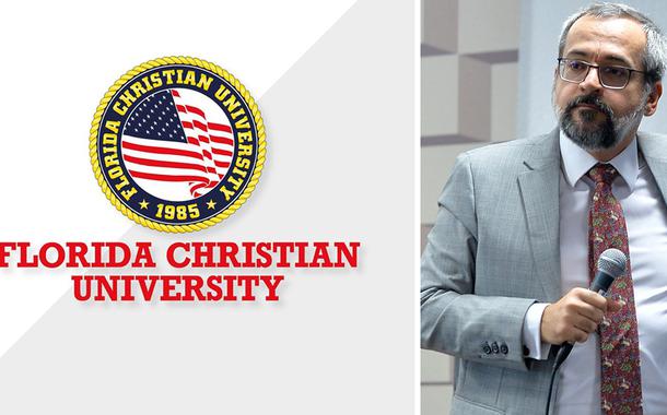 Logo da Florida Christian University e o ministro da Educação Abraham Weintraub