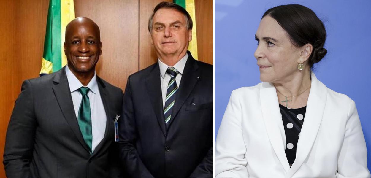 Sérgio Camargo com Jair Bolsonaro e Regina Duarte