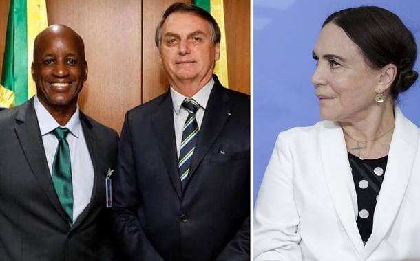 Sérgio Camargo com Jair Bolsonaro e Regina Duarte