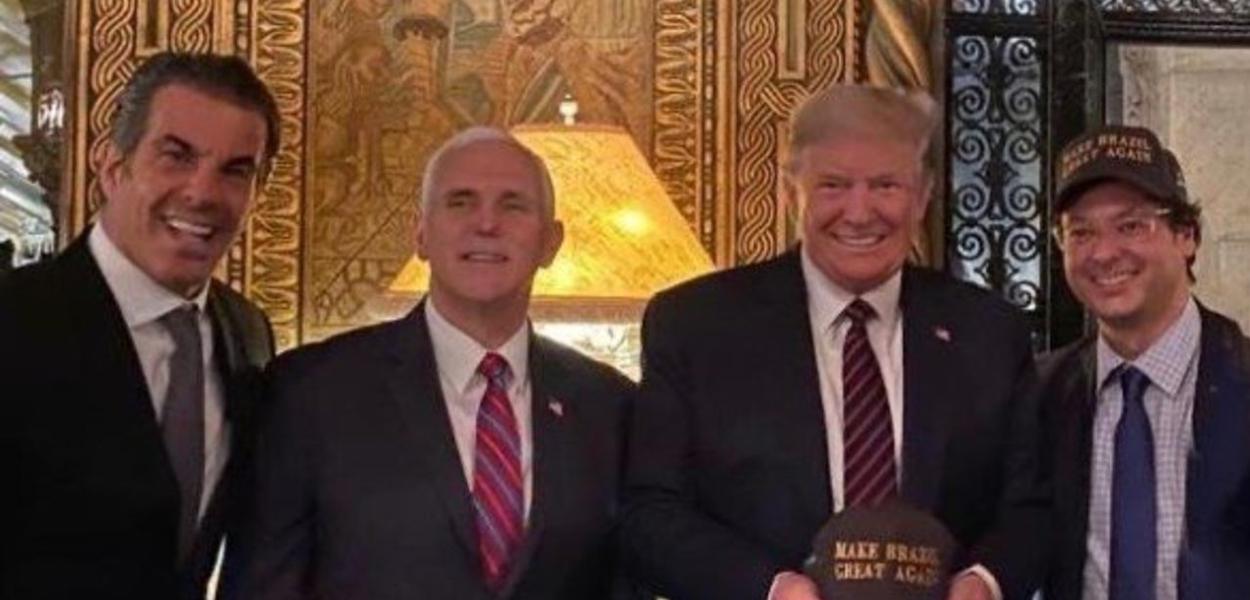 Álvaro Garnero, Mike Pence, Donald Trump e Fabio Wajngarten