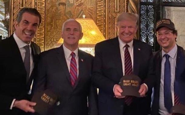 Álvaro Garnero, Mike Pence, Donald Trump e Fabio Wajngarten