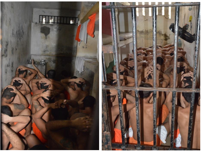 Imagens de presídio no Ceará feitas pelo Mecanismo Nacional de Prevenção e Combate à Tortura durante inspeção em março do ano passado mostra presos amontoados em celas
