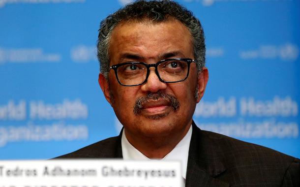 Chefe da OMS, Tedros Adhanom Ghebreyesus, durante entrevista coletiva sobre situação do coronavírus