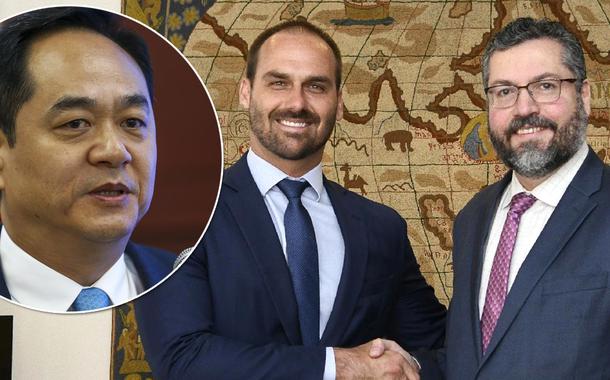 Embaixador da China no Brasil, Yang Wanming, Eduardo Bolsonaro e Ernesto Araújo