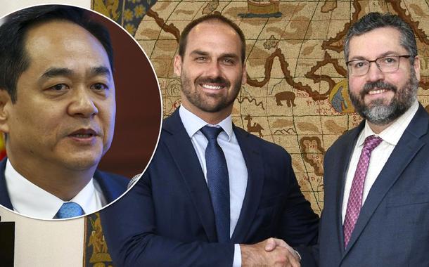 Embaixador da China no Brasil, Yang Wanming, Eduardo Bolsonaro e Ernesto Araújo