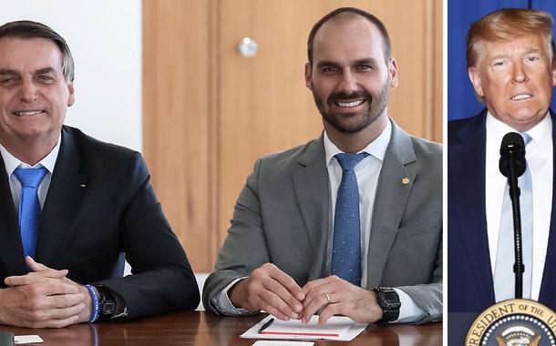 Jair e Eduardo Bolsonaro; Donald Trump