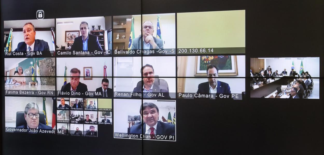 Jair Bolsonaro, Ministros e parlamentares durante, videoconferência com Governadores da região Nordeste.