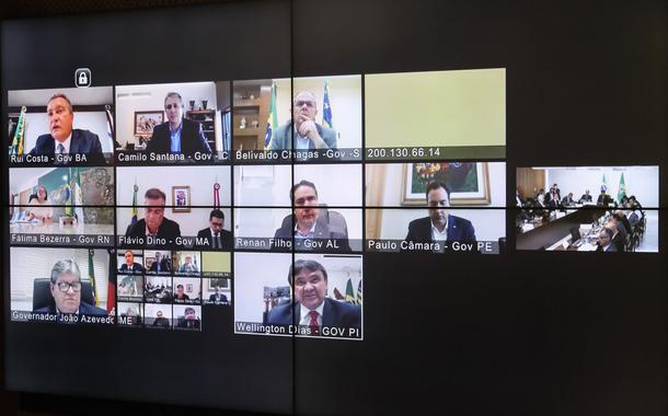 Jair Bolsonaro, Ministros e parlamentares durante, videoconferência com Governadores da região Nordeste.