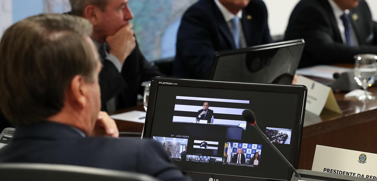 Jair Bolsonaro, durante videoconferência com Governadores do Sudeste.